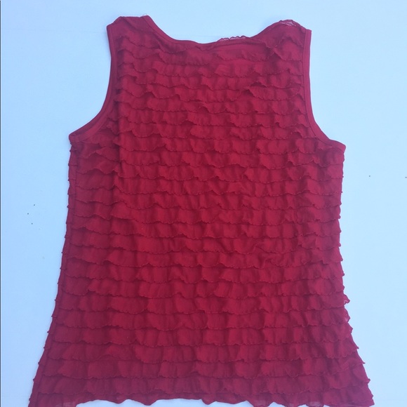 Red Flirty Ruffle Tank Top - Picture 2 of 5